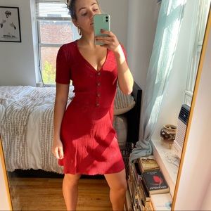 reformation red cardinal minidress